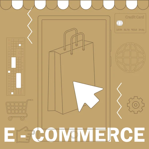 Illustration zum E-Commerce. Internetgeschäft — Stockvektor