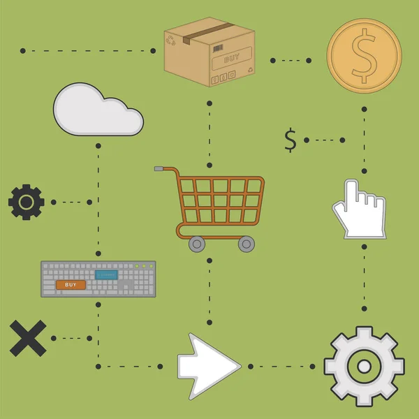 Illustration zum E-Commerce. Internetgeschäft — Stockvektor