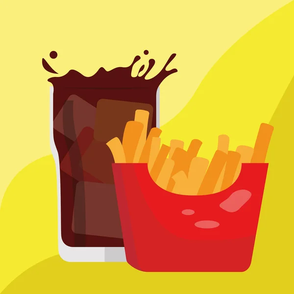 Pommes frites och läsk — Stock vektor