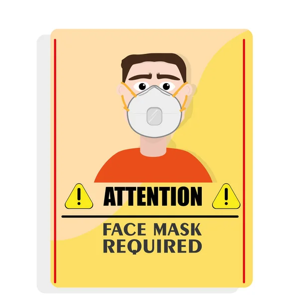 Máscara facial necessária cartaz —  Vetores de Stock