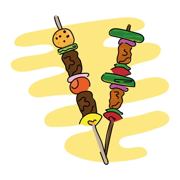 Geïsoleerde barbecue kebab icoon — Stockvector