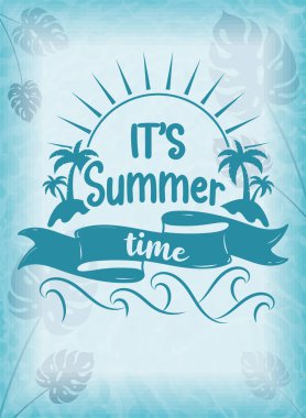 Avuç içi ve dalga tasarım Vektör illüstrasyonlu yaz dönemi posteri