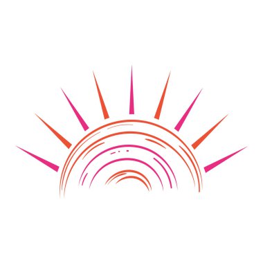 Turuncu ve pembe tonlarda ışınlarla gün doğumu Vektör illüstrasyonu