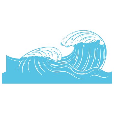 Şekillendirilmiş akış çizgileri olan mavi okyanus dalgaları Vektör illüstrasyonu