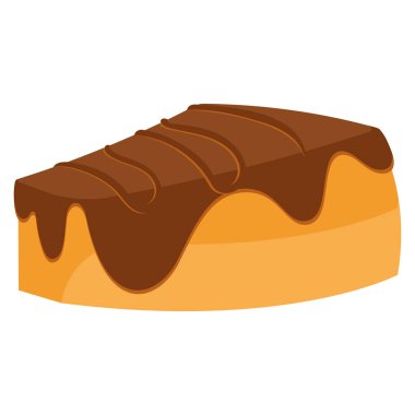 Çikolata kaplı kek dilimi. Vektör illüstrasyonu