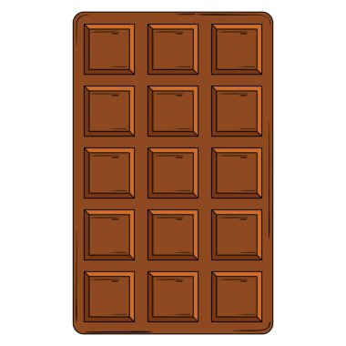 Düz dizaynlı kare parçalı dikdörtgen çikolata. Vektör illüstrasyonu