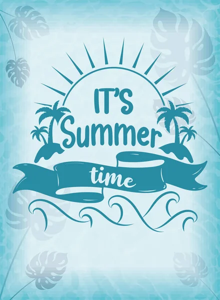 Avuç içi ve dalga tasarım Vektör illüstrasyonlu yaz dönemi posteri