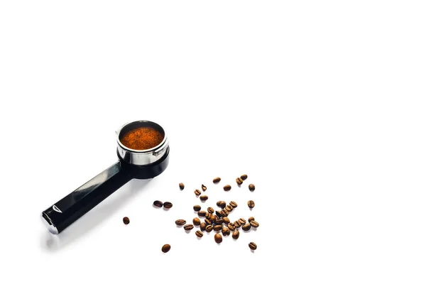 Coffee horn with ground coffee. — Stock Photo, Image