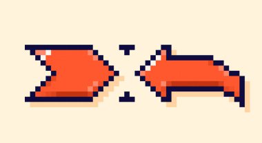 Y2K kullanıcı arayüzü okları. Kırmızı piksel sanat elementleri.