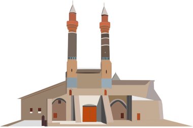 Double minaret Koran school has been built in 1271. Sivas turkey clipart