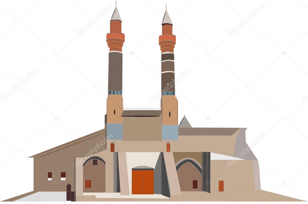 Double minaret Koran school has been built in 1271. Sivas turkey
