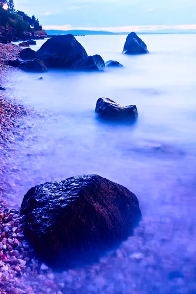 Longue Exposition Paysage Naturel Ldir Beach Cesme Izmir Turquie — Photo