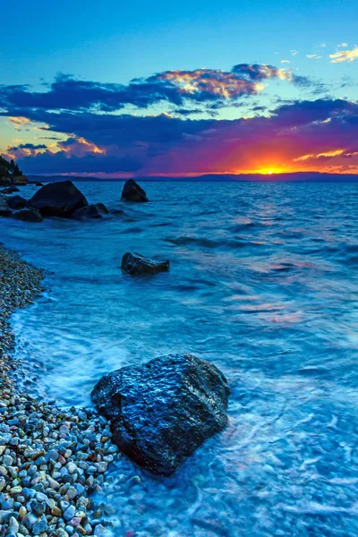 Langzeitbelichtung Naturlandschaft Ldir Beach Cesme Izmir Türkei — Stockfoto