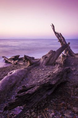 Deniz, kum ve güneş. Gün batımı doğa arka plan. Aydın Kuşadası Dilek Yarimadasi Milli Parkı. Türkiye 