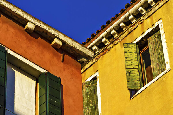 Burano, Italy. Famous colorful burano houses. Burano island Venice Italy.