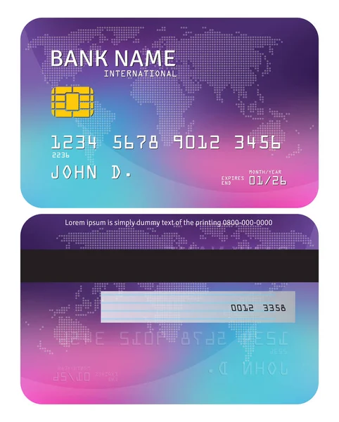 Bankkarte Modernes Kreditkartenschablonen Design Ton Mehrfarbig Mit Subtilem Weltkartenhintergrund — Stockvektor