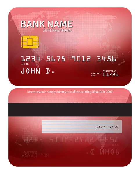 Bankkarte Modernes Kreditkarten Template Design Der Farbe Rot Mit Dezentem — Stockvektor