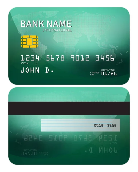 Bankovní Karta Návrh Šablony Pro Moderní Kreditní Kartu Barvě Zelené — Stockový vektor