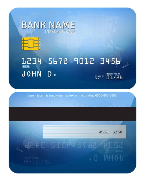 Bankovní Karta Návrh Šablony Pro Moderní Kreditní Kartu Barvě Modré — Stockový vektor