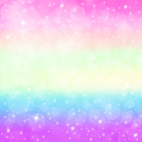 Gökkuşağı örgü ile unicorn arka plan. Fantezi degradesi. Sihirli Parıltılar, yıldızlar ve bulanıklıklar ile holografik tek boynuzlu at arka plan