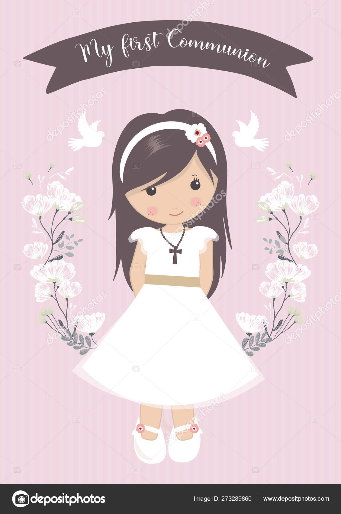 First Communion Girl Beautiful Girl Communion Dress Flower Frame