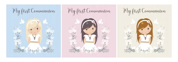 İlk cemaat kızım. cemaat ile güzel kız elbise ve çerçeve çiçek