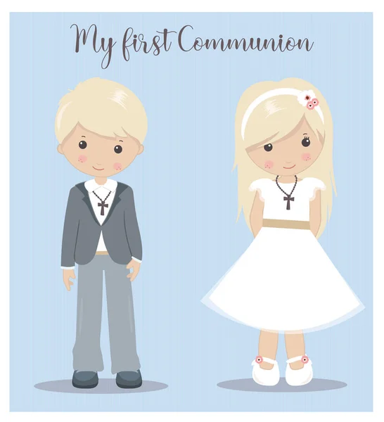 İlk Komünyon kızım ve oğlum. Kutsal Komünyon