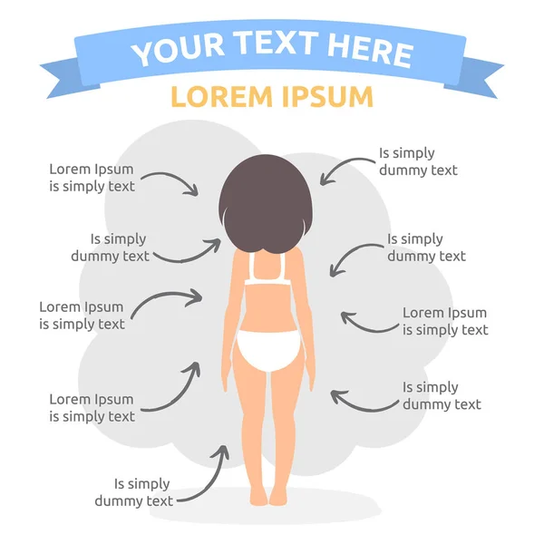  İç çamaşırlı kadın, basit ve modern düz tasarım.