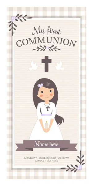 Lovely Invitation First Communion — Stock Vector