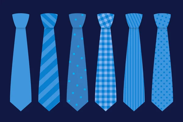 Kolekcja Krawatów Odcieniach Niebieskich — Wektor stockowy