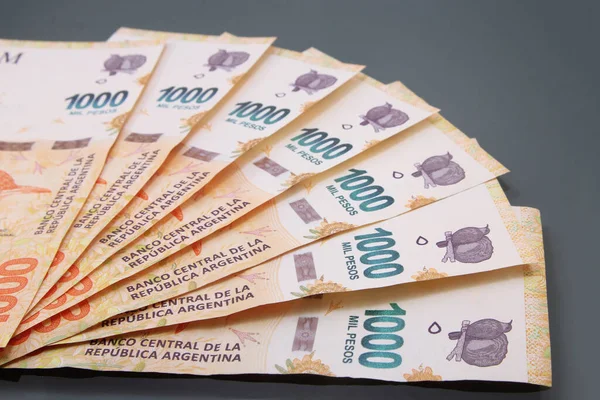 Dinero Argentino Moneda Argentina Pesos Argentinos Billetes Varios Miles Pesos — Foto de Stock