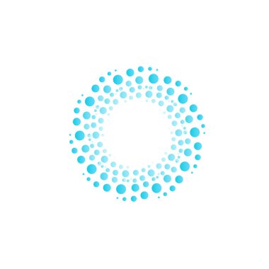 Mavi daireler, kabarcıklar, gelen su girdap bırakır. Soyut daire vektör logosu.