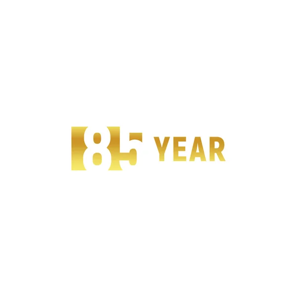 85 éves, fehér háttér, vállalati évforduló vektor minimalista jel, üdvözlőlapsablon boldog születésnapot arany logót. — Stock Vector