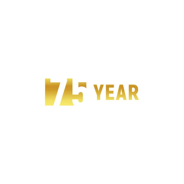 75 años, feliz cumpleaños logotipo de oro sobre fondo blanco, signo minimalista vector aniversario corporativo, plantilla de tarjeta de felicitación . — Archivo Imágenes Vectoriales
