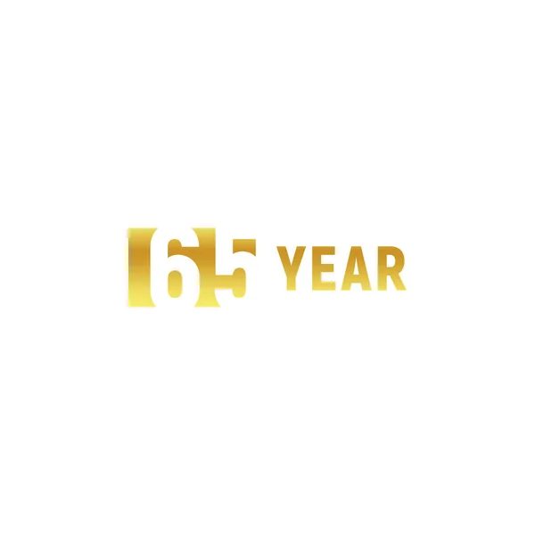 65 ans, joyeux anniversaire logo en or sur fond blanc, signe minimaliste vectoriel anniversaire de l'entreprise, modèle de carte de vœux . — Image vectorielle