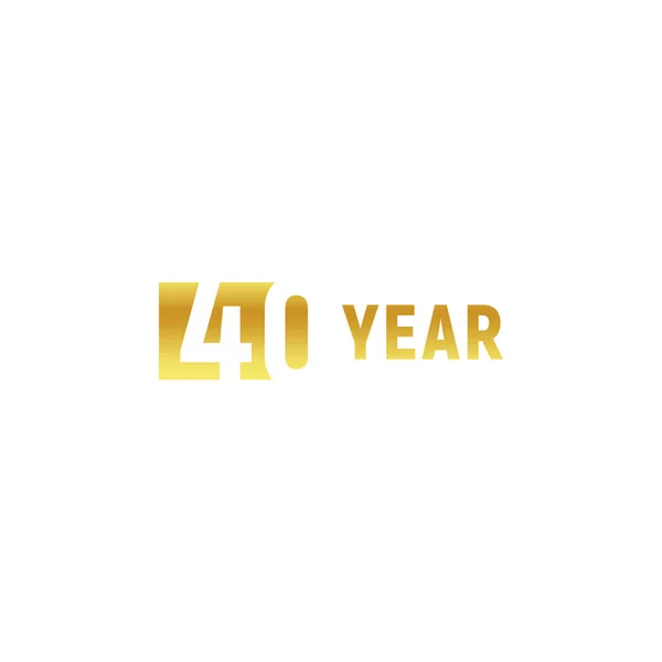 40 år, Grattis på födelsedagen guld logotyp på vit bakgrund, corporate årsdagen vektor minimalistisk skylt, mall för gratulationskort. — Stock vektor