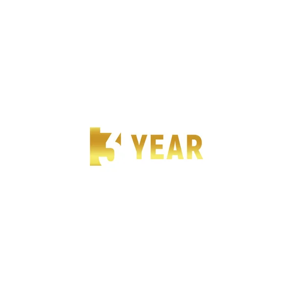 3 yıl, mutlu yıllar altın logosu beyaz arka plan, kurumsal yıldönümü vektör minimalist işareti, tebrik kartı şablonu. — Stok Vektör