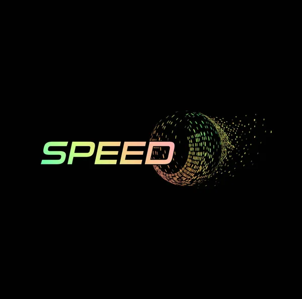 Logo abstrait Speed. Technologie numérique automobile de roue automatique. Pneu de voiture abstrait logotype isolé sur fond noir . — Image vectorielle