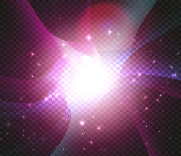 Fondo cósmico de la nebulosa. Fondo de galaxia mágica. Fantasía brillante espacio púrpura sobre fondo negro con estrellas. Big bang, ilustración vectorial de la Vía Láctea . — Vector de stock