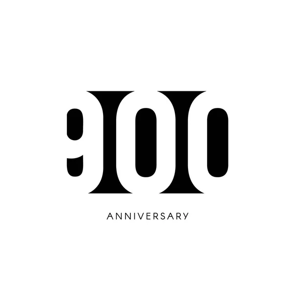 Neunhundert-jähriges Jubiläum, minimalistisches Logo. 900 Jahre, 900-jähriges Jubiläum, Grußkarte. Geburtstags-Einladung. 900 Jahre Zeichen. schwarze negative Leervektorabbildung auf weißem Hintergrund. — Stockvektor