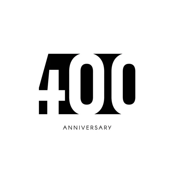 400 ans, logo minimaliste. Quatre cents ans, 400 ans, carte de vœux. Invitation d'anniversaire. Signe de 400 ans. Illustration vectorielle de l'espace négatif noir sur fond blanc . — Image vectorielle