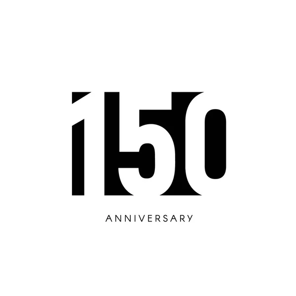 Εκατόν πενήντα χρόνια, μινιμαλιστικό λογότυπο. Ένας πεντηκοστός εκατό χρόνια, 150η επέτειος, ευχετήρια κάρτα. Πρόσκληση γενεθλίων. σημάδι 150 ετών. Εικονογράφηση διάνυσμα μαύρο αρνητικό χώρο σε λευκό — Διανυσματικό Αρχείο