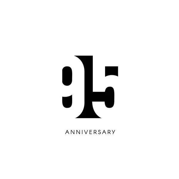 Devadesát Pět Výročí Minimalistická Loga Pětadevadesátého Let Jubilejní Blahopřání Pozvánka — Stockový vektor