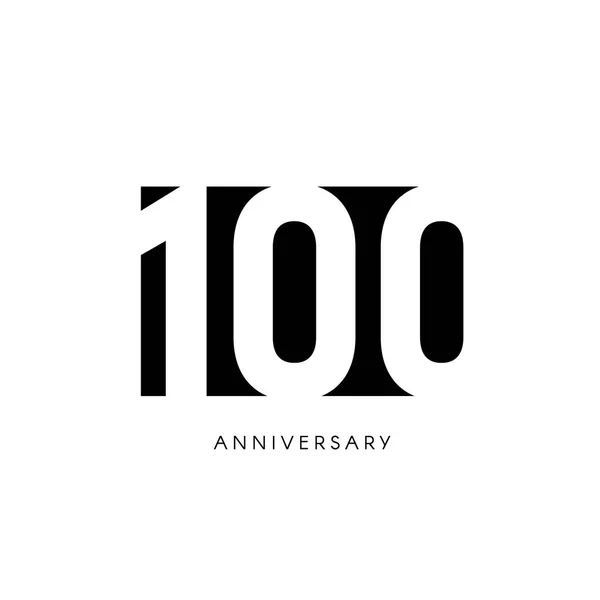 100 yıldönümü, minimalist logo. Yüzüncü yıl, 100 jubilee, tebrik kartı. Doğum günü davetiyesi. 100 yıl işareti. Beyaz arka planda siyah negatif uzay vektör çizim. — Stok Vektör