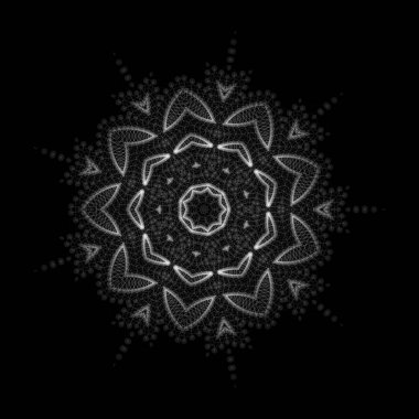 Mandala, oryantal vektör süsleme. Soyut doğrusal çiçek. Hint, etnik yuvarlak çizilmiş desen. Vektör dairesel geometrik çizim siyah arka plan üzerine.