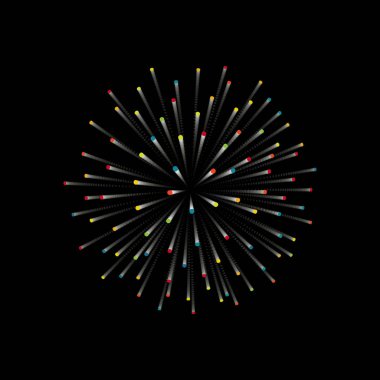 Havai fişekler. Yeni yıl kutlama. Festival gece dekorasyon, tasarım öğesi. Vektör siyah arka plan üzerine illüstrasyon izole. Bağımsızlık günü