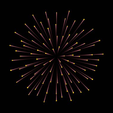 Havai fişekler. Yeni yıl kutlama. Festival gece dekorasyon, tasarım öğesi. Vektör siyah arka plan üzerine illüstrasyon izole. Bağımsızlık günü