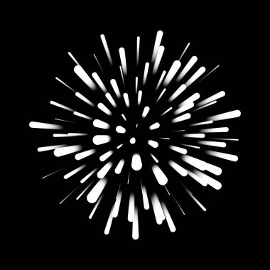 Havai fişekler. Yeni yıl kutlama. Festival gece dekorasyon, tasarım öğesi. Siyah arka plan üzerine izole vektör çizimler