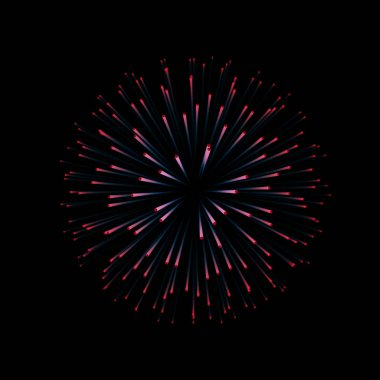 Havai fişekler. Yeni yıl kutlama. Festival gece dekorasyon, tasarım öğesi. Vektör siyah arka plan üzerine illüstrasyon izole. Bağımsızlık günü