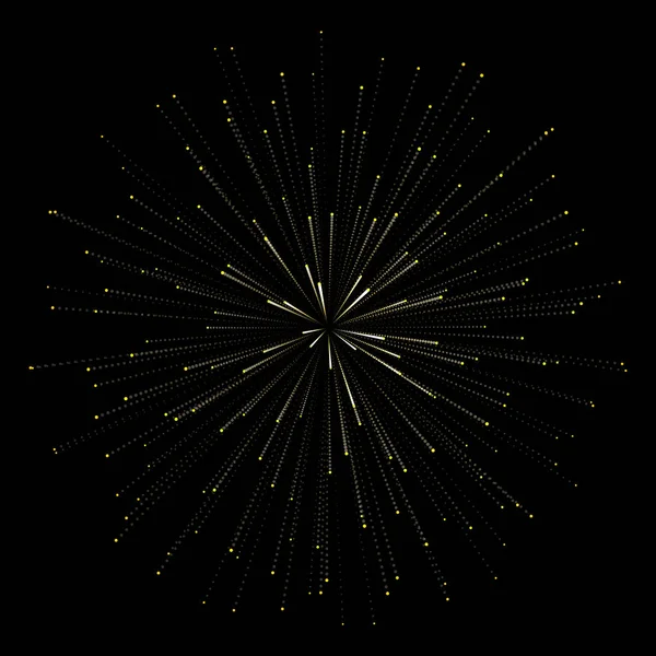 Fireworks. New Year celebration. Festive night decoration, design element. Vector isolated illustration on black background. Independence Day — Stock Vector